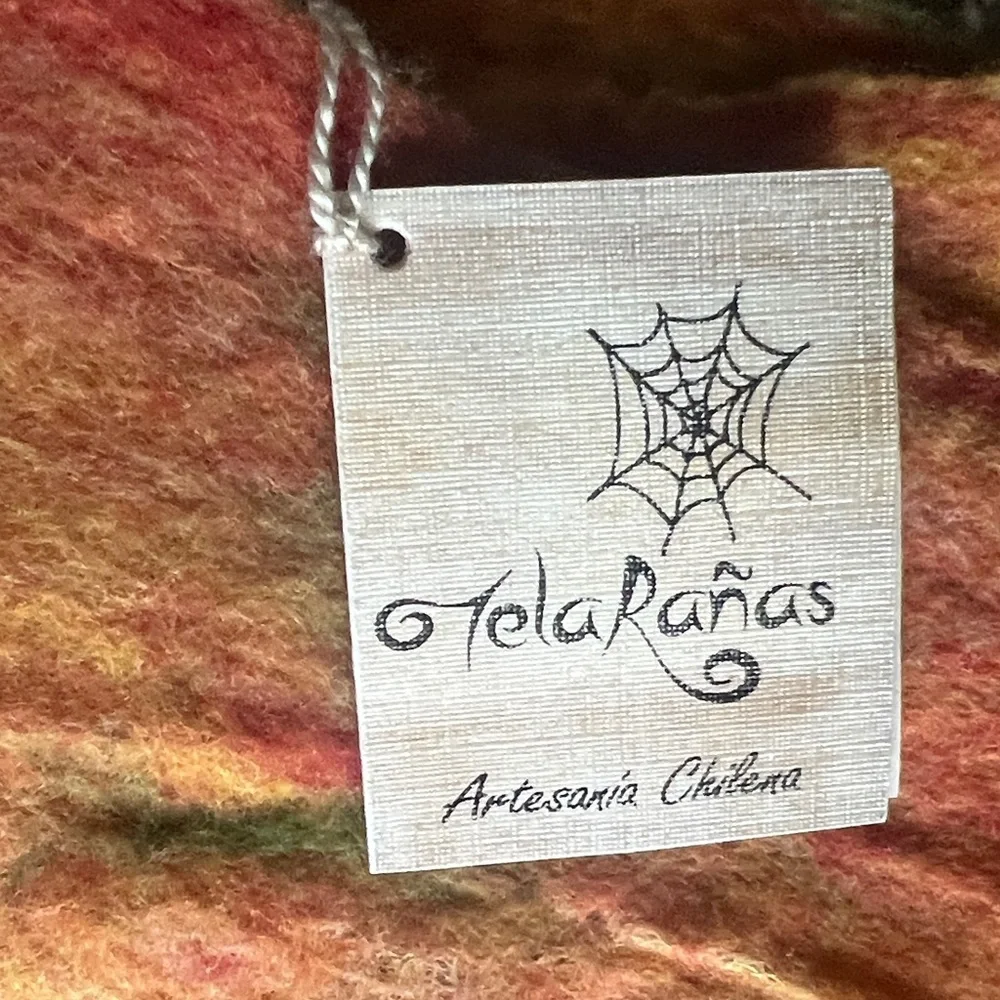 Handmade Felted Wool Scarf in Orange & Green - Artisan Brand